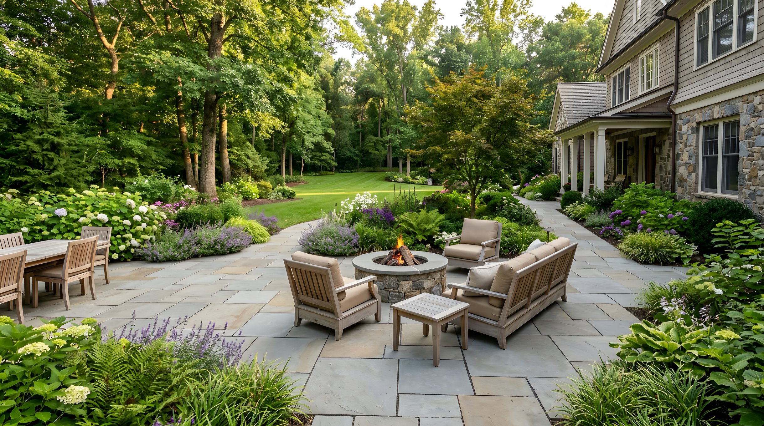 Professionally installed natural stone patio in Great Falls Northern Virginia
