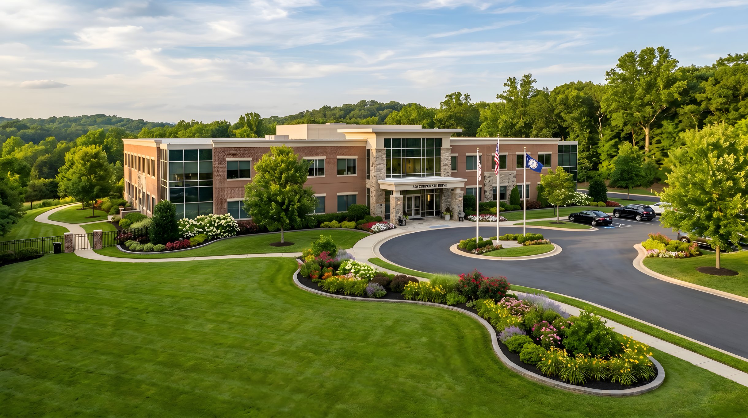 Commercial property in Northern Virginia maintained by a commercial landscape maintenance crew